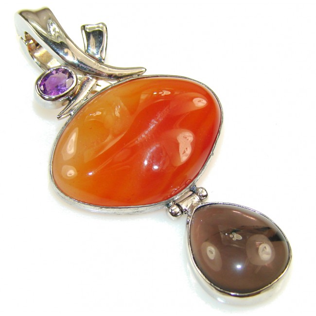 Precious Design Brown Agate Sterling Silver Pendant