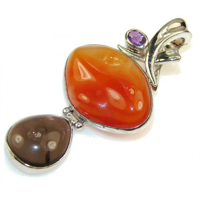 Precious Design Brown Agate Sterling Silver Pendant