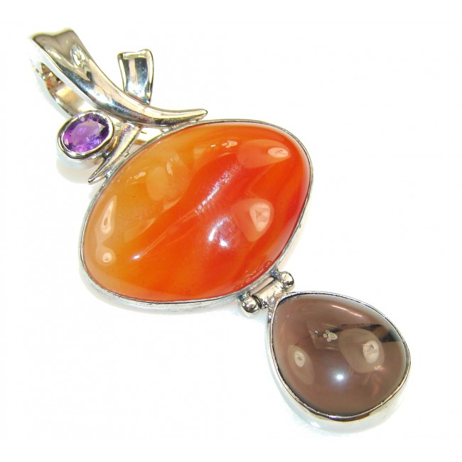 Precious Design Brown Agate Sterling Silver Pendant