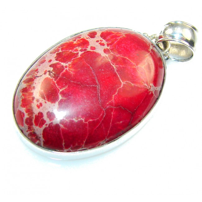 Natural Red Sea Sediment Jasper Sterling Silver Pendant