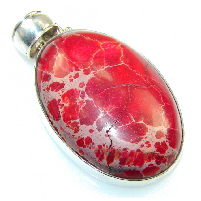 Natural Red Sea Sediment Jasper Sterling Silver Pendant