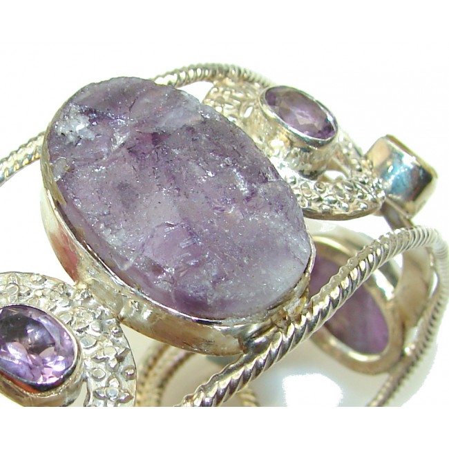 New Amazing DEsign!! Amethyst Cluster Sterling Silver Bracelet / Cuff