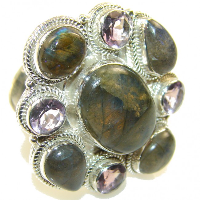 Big!! Stylish Blue Labradorite Sterling Silver Ring s. 12 1/2