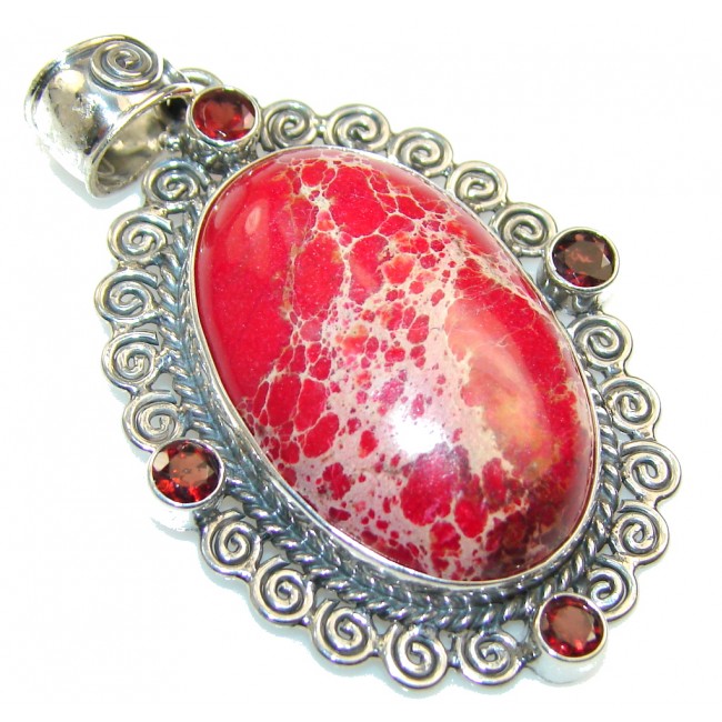 Sweet Pink Sea Sediment Jasper Sterling Silver Pendant - model #5-sty-14-82