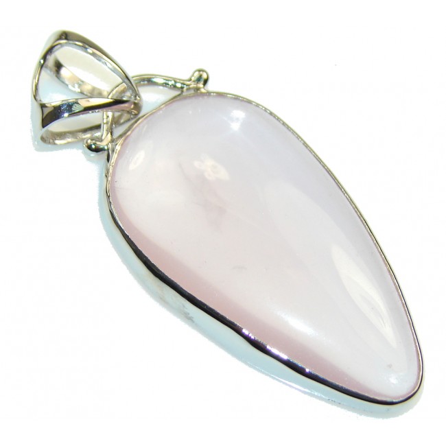 Excellent Rose Quartz Stone Sterling Silver Pendant