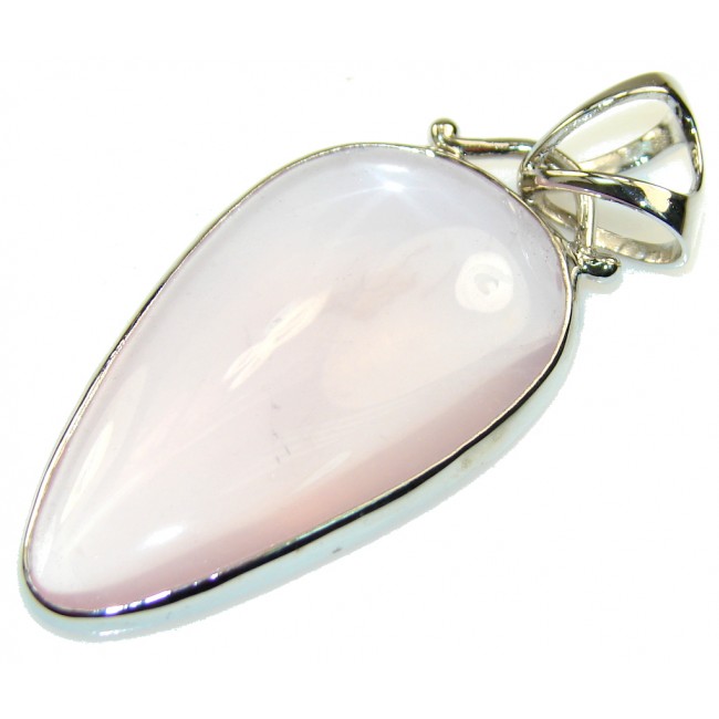 Excellent Rose Quartz Stone Sterling Silver Pendant