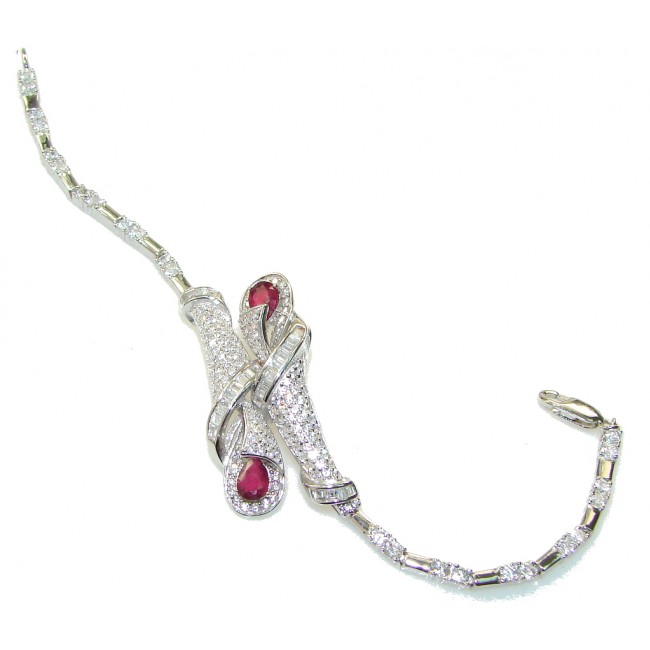 Ilusion Floral! Garnet Sterling Silver Bracelet