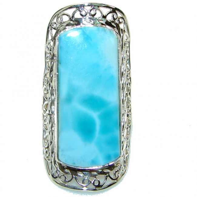 Large! Fashion Light Blue Larimar Sterling Silver Ring s. 10