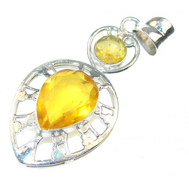 Delicate! Yellow Citrine Sterling Silver Pendant