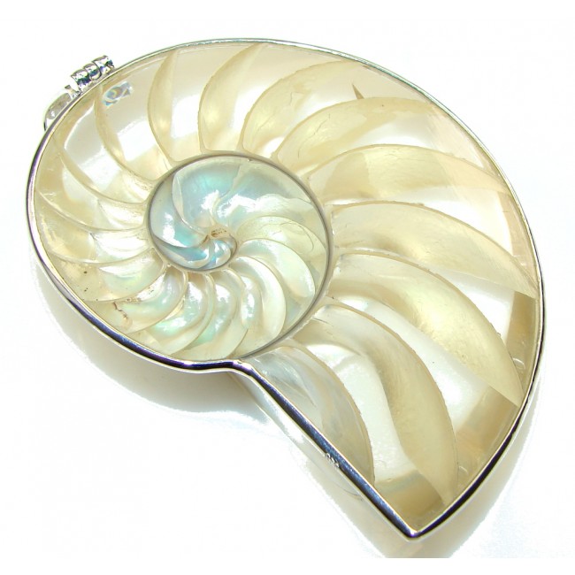 Big! Stylish Ocean Shell Sterling Silver Pendant