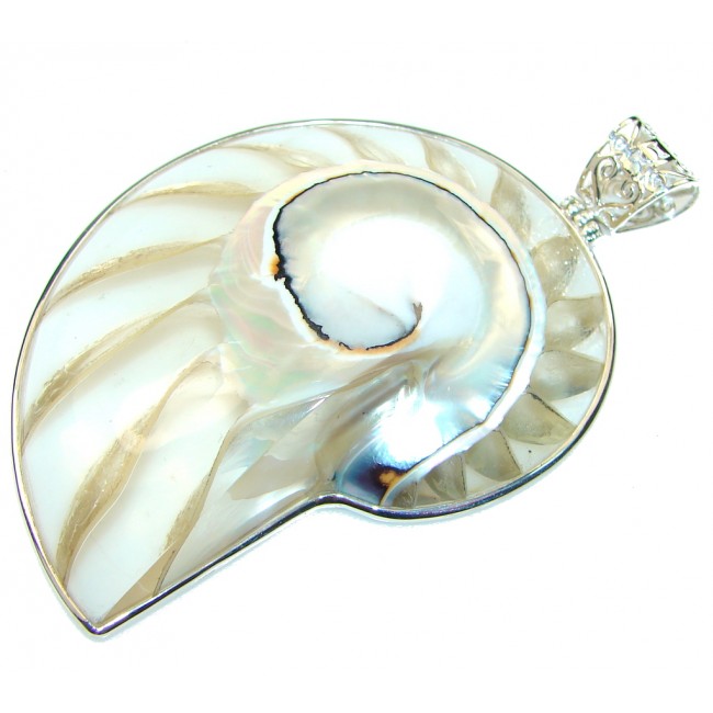 Big! Stylish Ocean Shell Sterling Silver Pendant