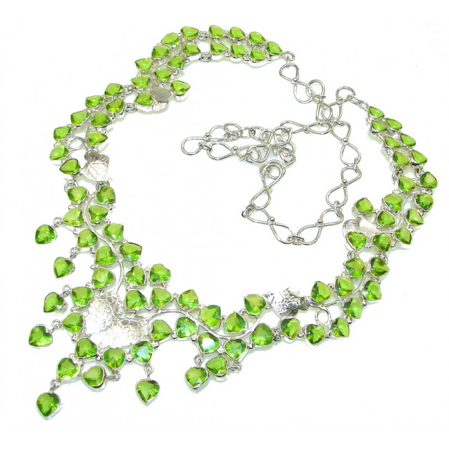 Stunning! Created Green Peridot Sterling Silver Necklace - model #27 ...