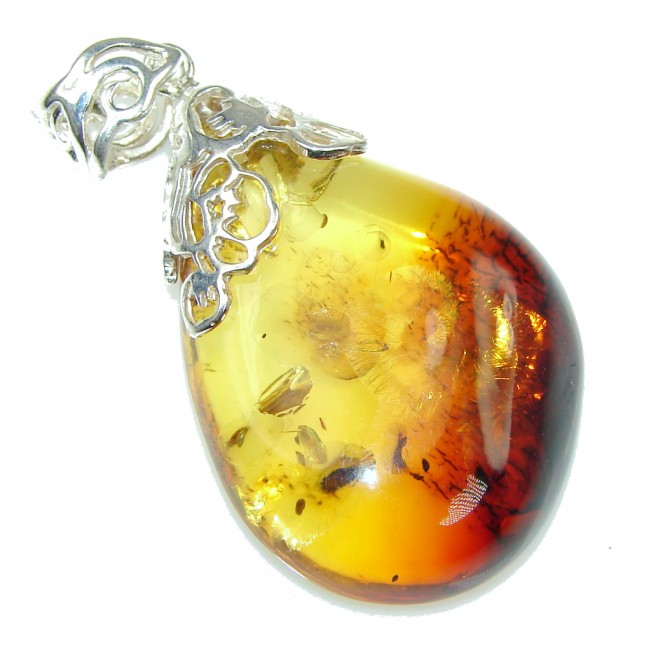 Natural Baltic Polish Amber Sterling Silver Pendant