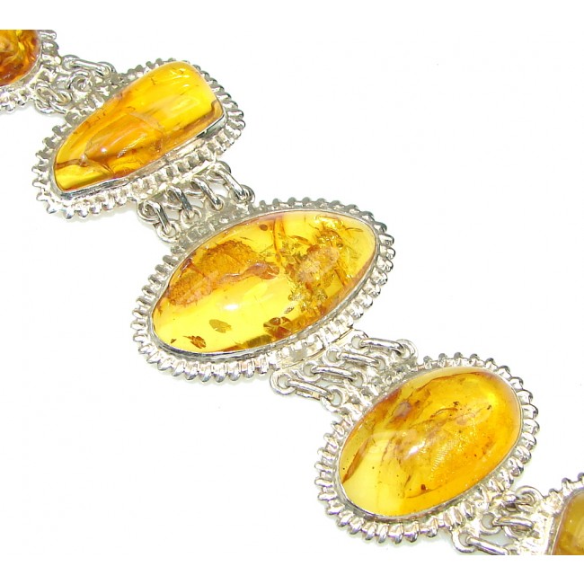 Natural Polish Baltic Amber Sterling Silver Bracelet