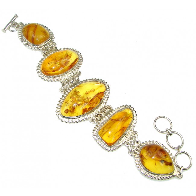 Natural Polish Baltic Amber Sterling Silver Bracelet