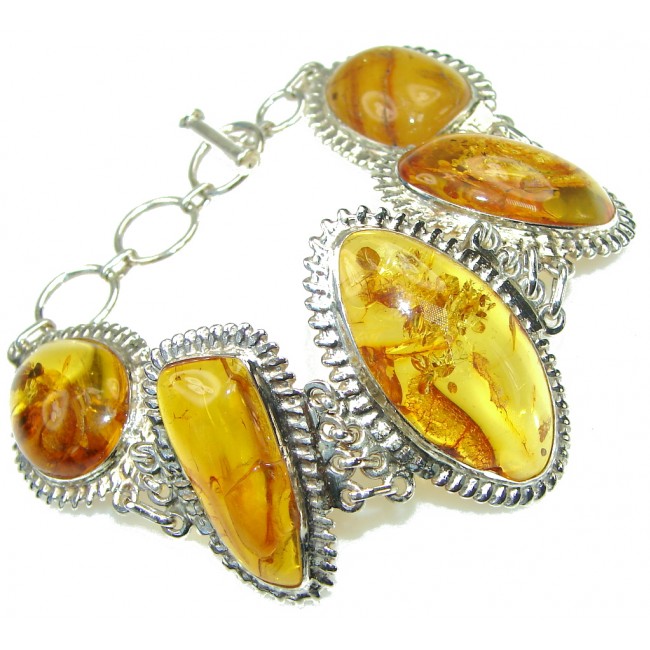 Natural Polish Baltic Amber Sterling Silver Bracelet