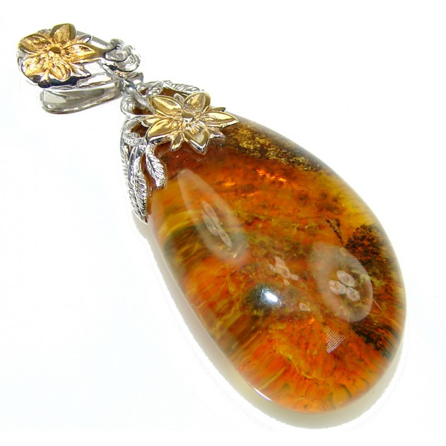 Exclusive! Baltic Polish Amber, Gold Plated Sterling Silver pendant ...