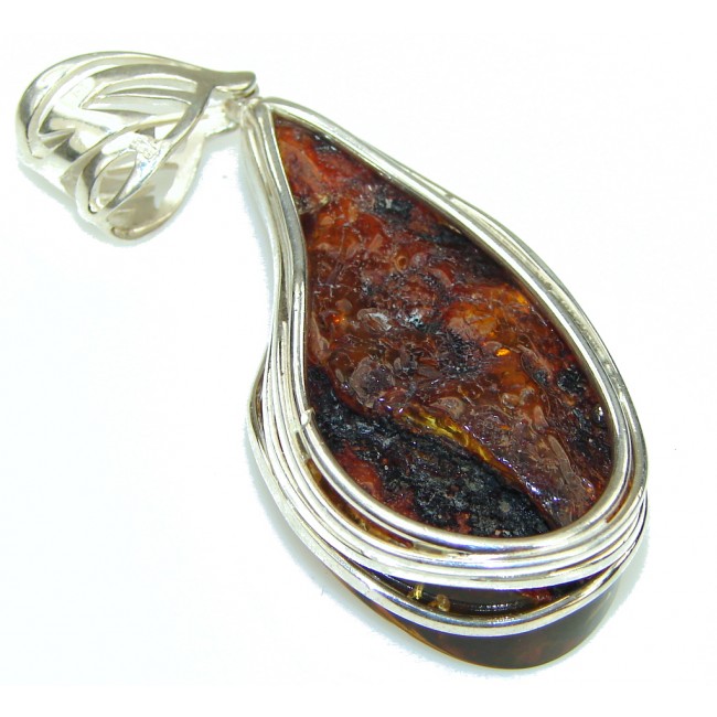 Stunning! Baltic Polish Amber Sterling Silver Pendant