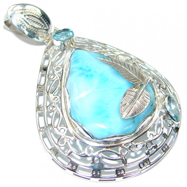 Exclusive! Light Blue Larimar & Swiss Blue Topaz Sterling Silver Pendant