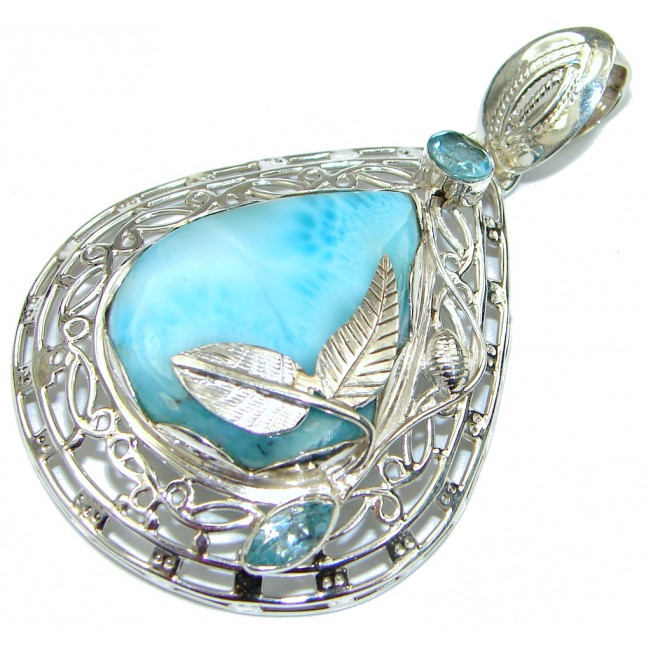 Exclusive! Light Blue Larimar & Swiss Blue Topaz Sterling Silver Pendant