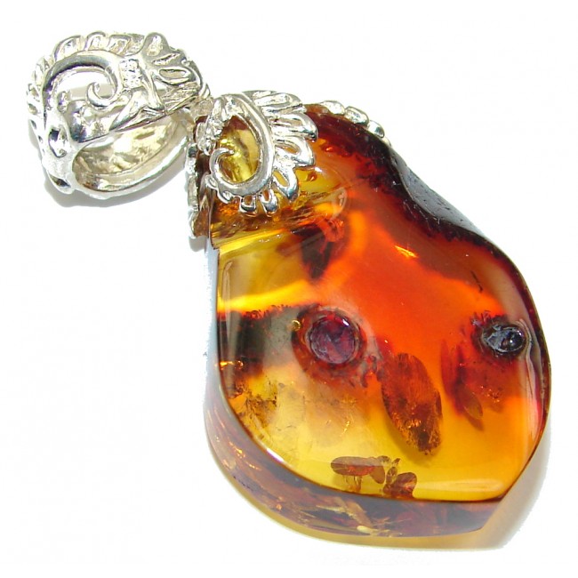 Natural Baltic Polish Amber Sterling Silver Pendant