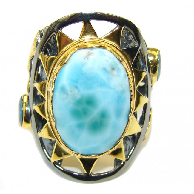 Big! Caribbean Sercet AAA Blue Larimar, Gold Plated, Rhodium Plated ...