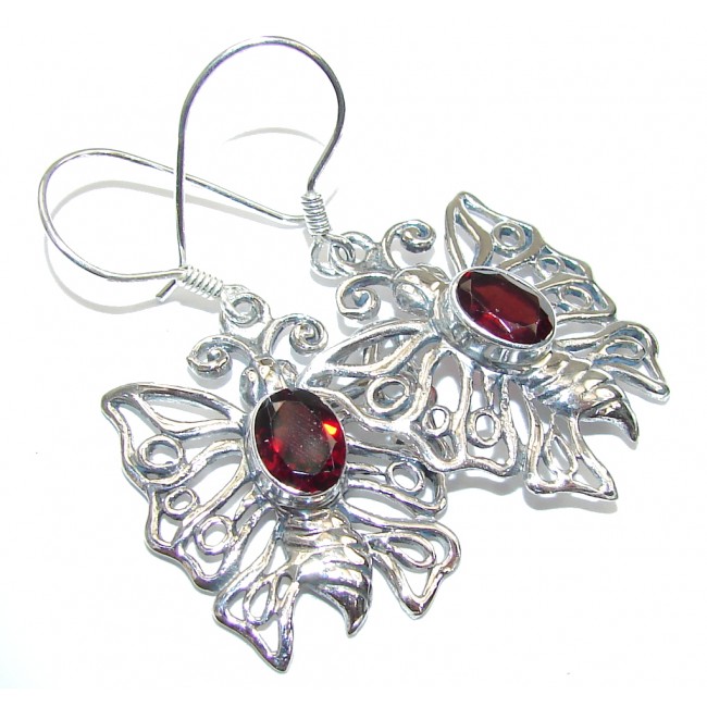 Delicate Red Garnet Sterling Silver earrings - SilverRushStyle.com ...