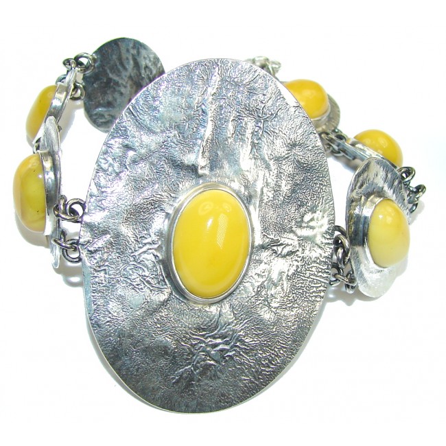 Natural Butterscotch Polish Amber Sterling Silver Bracelet