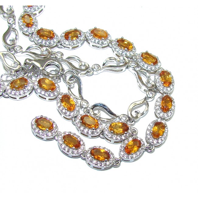 AAA Rich Natural Citrine & White Topaz Sterling Silver necklace