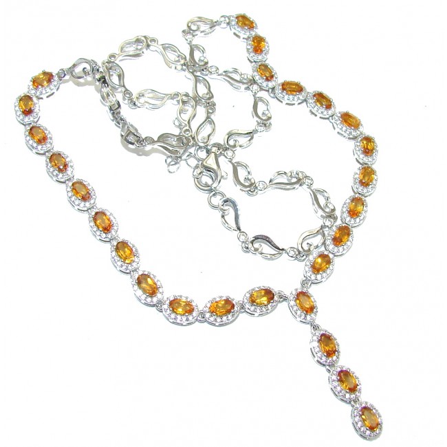 AAA Rich Natural Citrine & White Topaz Sterling Silver necklace