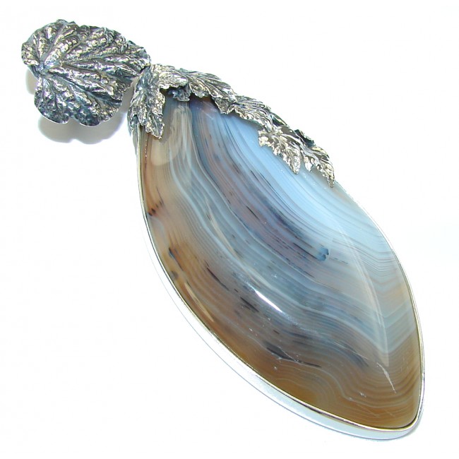 Big! Exclusive Design Agate Sterling Silver Pendant