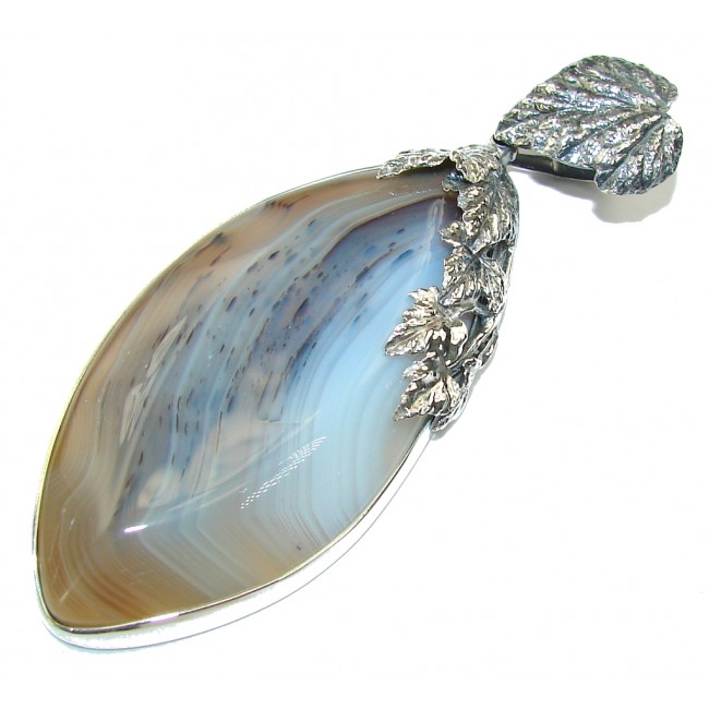 Big! Exclusive Design Agate Sterling Silver Pendant