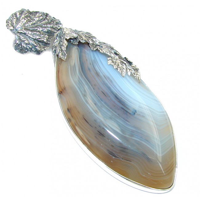 Big! Exclusive Design Agate Sterling Silver Pendant