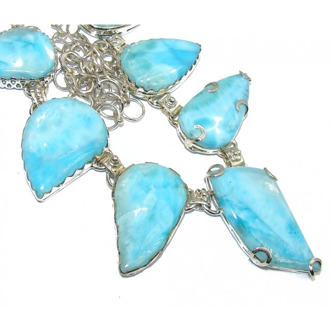 Caribbean Beauty! AAA Blue Larimar Sterling Silver necklace