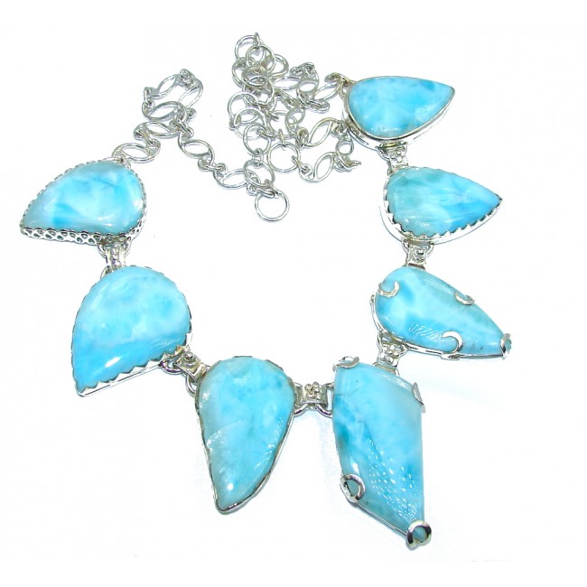 Caribbean Beauty! AAA Blue Larimar Sterling Silver necklace