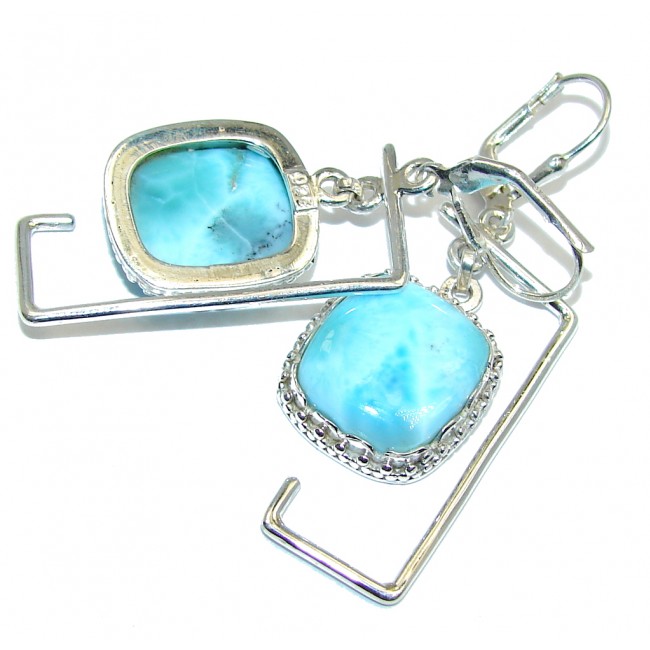 Simple and Beautiful AAA Blue Larimar Sterling Silver earrings