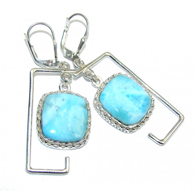 Simple and Beautiful AAA Blue Larimar Sterling Silver earrings