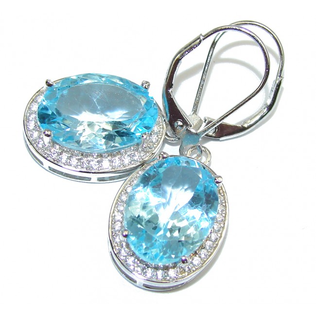 Natural AAA Blue Topaz Sterling Silver earrings