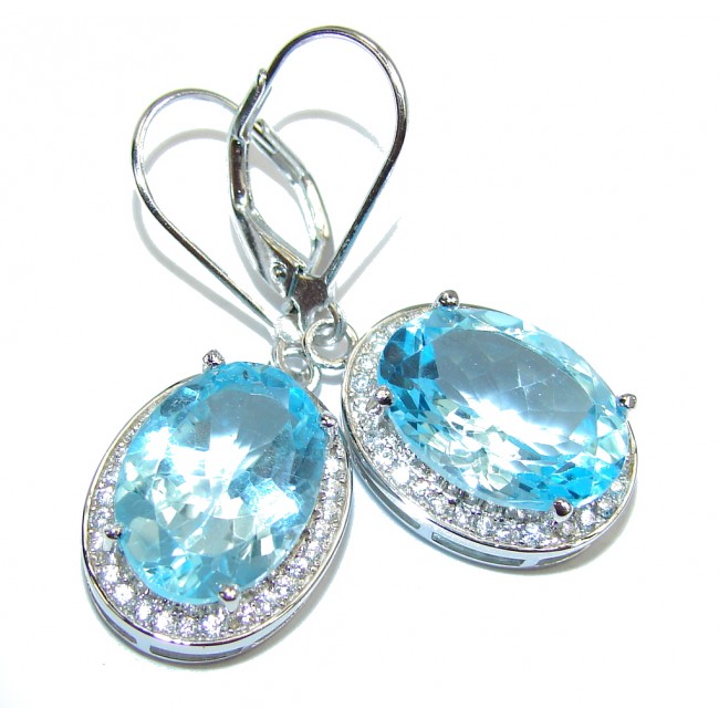 Natural AAA Blue Topaz Sterling Silver earrings