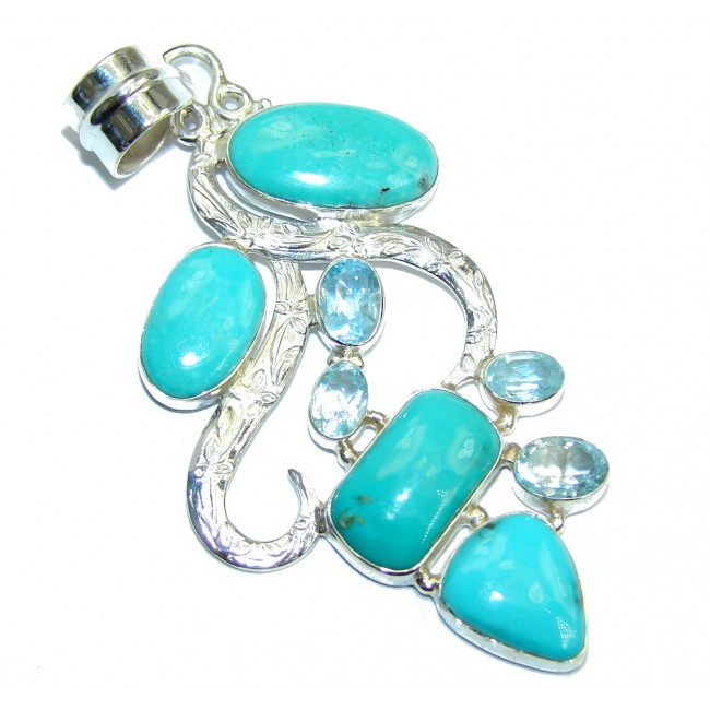 Wonderful Sleeping Beauty Blue Turquoise Sterling Silver Pendant