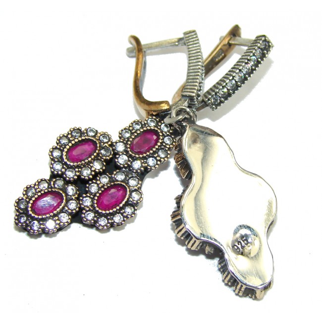 Victorian Style Ruby Sterling Silver earrings