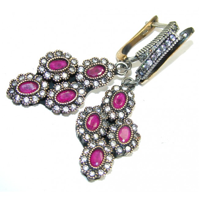 Victorian Style Ruby Sterling Silver earrings