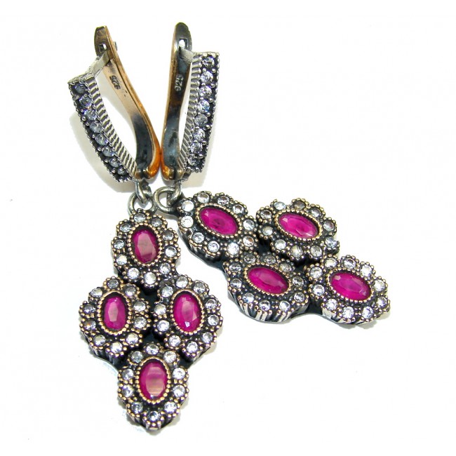 Victorian Style Ruby Sterling Silver earrings