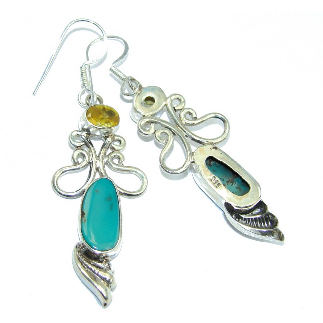 Blue Turquoise Sterling Silver earrings