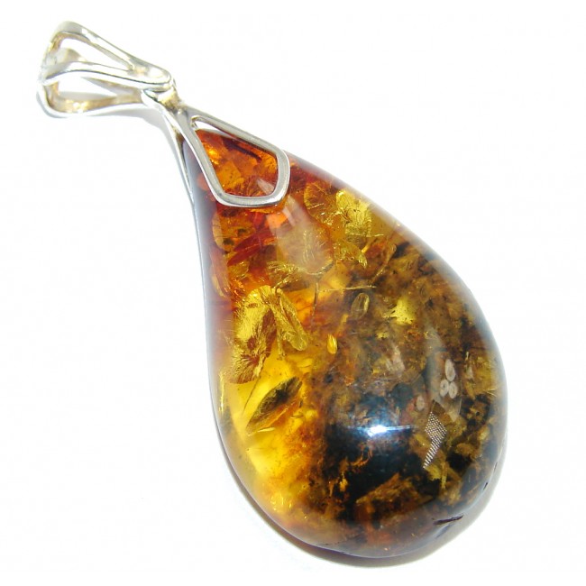 Delicate AAA Baltic Polish Amber Sterling Silver Pendant