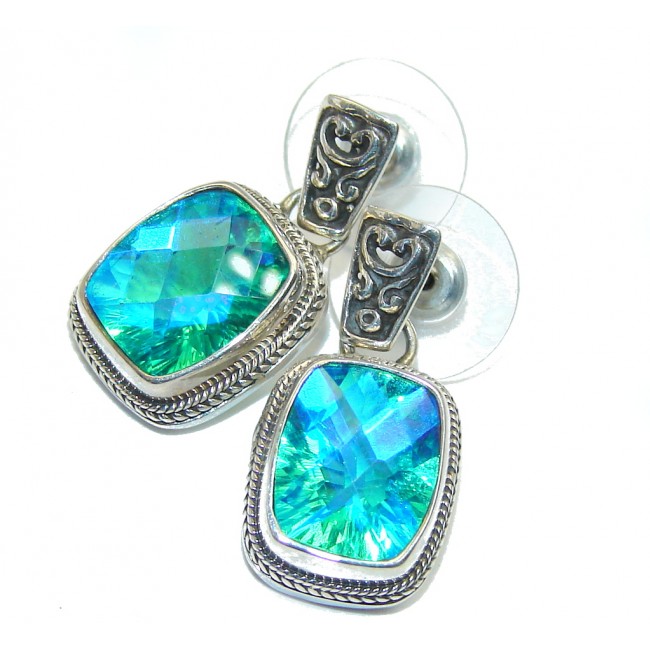 Secret Ocean Blue Aqua Topaz Sterling Silver Earrings