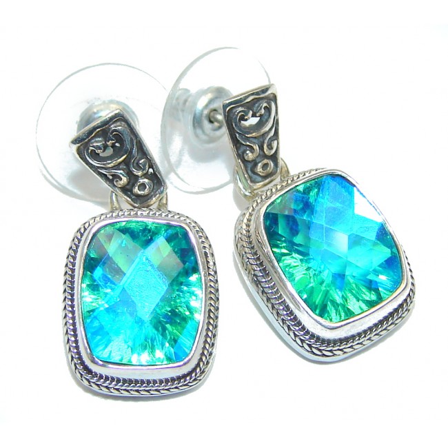 Secret Ocean Blue Aqua Topaz Sterling Silver Earrings