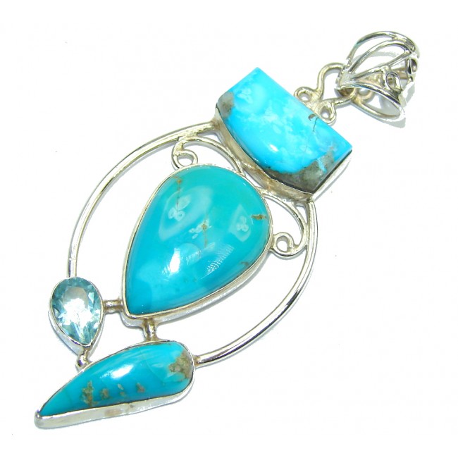 AAA Sleeping Beauty Blue Turquoise Sterling Silver Pendant