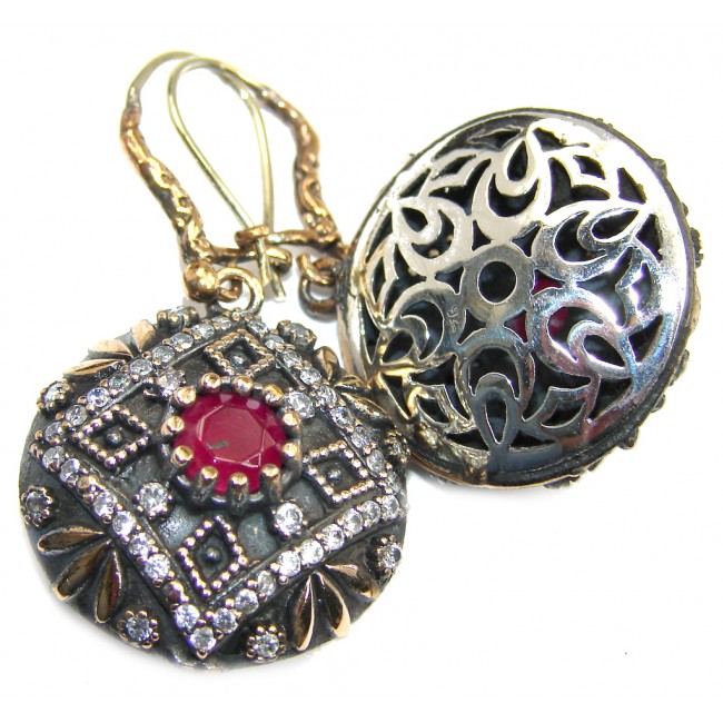 Great Victorian Style created Ruby Sterling Silver earrings