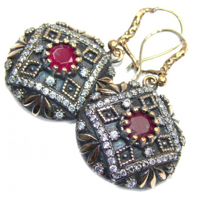 Great Victorian Style created Ruby Sterling Silver earrings